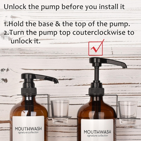 Amber Bottle with Pump Mouthwash Dispenser - Picture 2 of 4